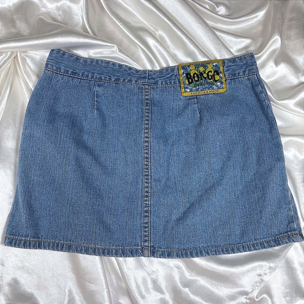 Vintage Denim Mini Skirt Blue Excellent Bongo Y2K Made in USA Size 7 2507-19